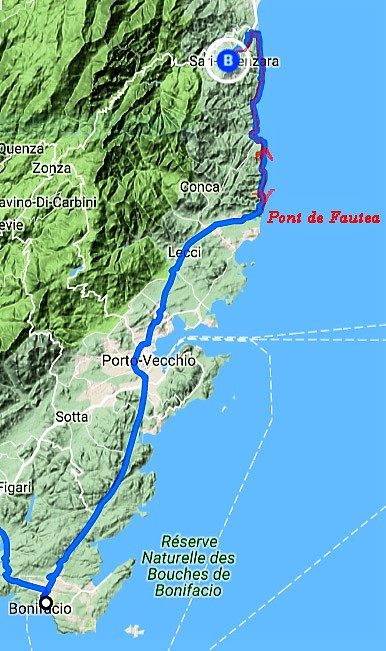 Route Bonifacio - Sari-Solenzara a
